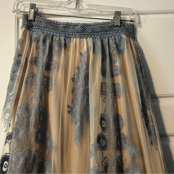 Altar'd State Anissa Embroidered Floral Boho Coquette Mesh Lace Maxi Skirt S - Picture 3 of 7